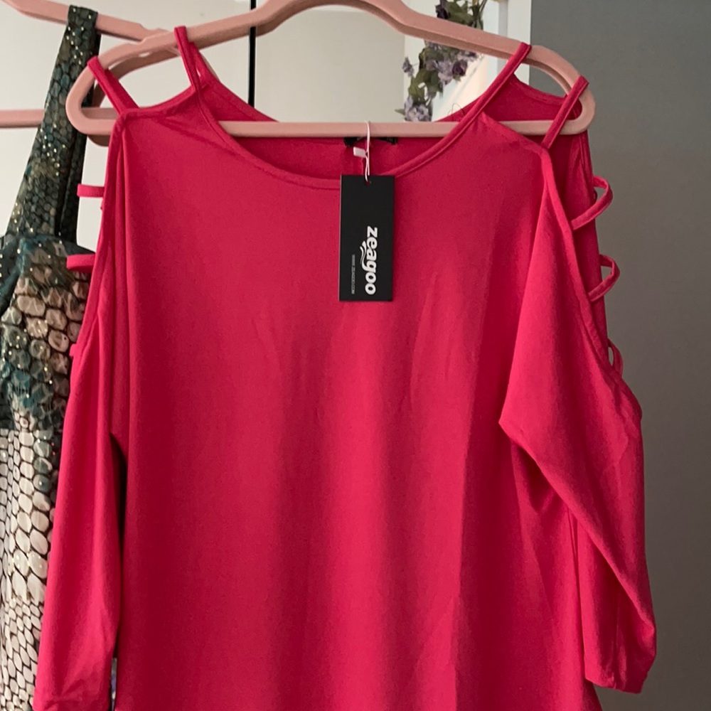 HOT PINK COLD SHOULDER ARM DRESS SIZE XXL VERY SOF
